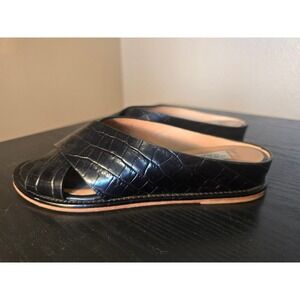 Gabriela Hearst Ellington Croc-Effect Slides black leather